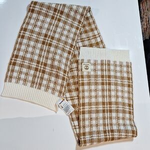 Timberland Checkered Scarf in Toffey Brown and Cream